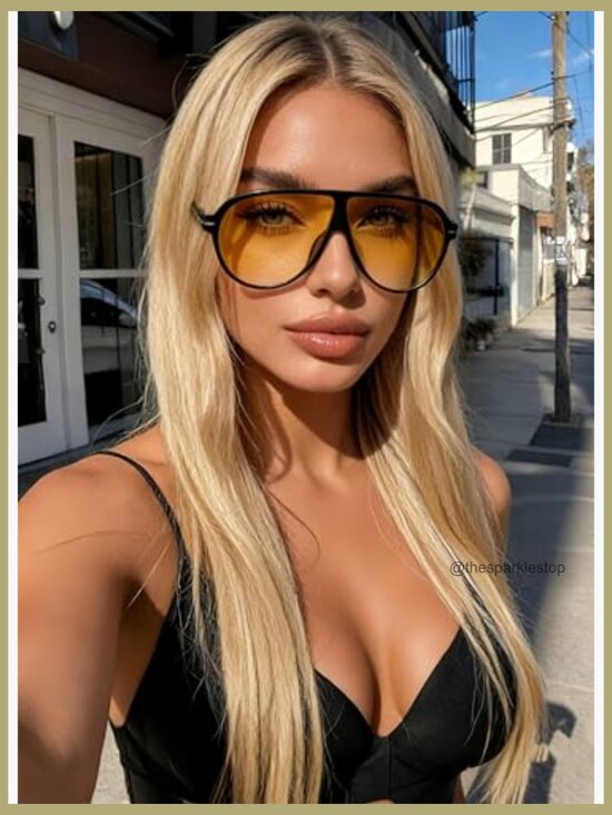 Oversized Aviator Sunglasses Retro Vintage UV400 Protection Polycarbonate main image 4